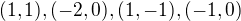 $(1,1),(-2,0),(1,-1),(-1,0)$