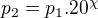 $p_2=p_1.20^\chi $