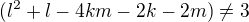 $(l^2+l-4km-2k-2m) \neq 3$