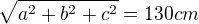 $\sqrt{a^{2}+b^{2}+c^{2}}=130 cm$