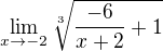 $\lim_{x\to -2} \sqrt[3]{\frac{-6}{x+2}+1}$