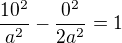 kopírovat do textarea $\frac{10^2}{a^2}-\frac{0^2}{2a^2}=1$