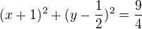 $(x+1)^2+(y-\frac12)^2=\frac94$