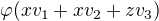 $\varphi (xv_1+xv_2+zv_3)$