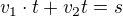 $v_1\cdot t+v_2t=s$