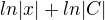 $ln|x|+ln|C|$