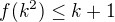 $f(k^2)\le k+1$