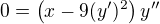 kopírovat do textarea $0=\(x-9(y')^2\)y''$