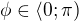 $\phi \in \langle 0;\pi)$