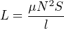 $L=\frac{\mu N^{2}S}{l}$