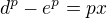 kopírovat do textarea $d^p-e^p=px$