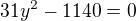 $31y^2-1140=0$