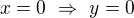$x=0\ \Rightarrow\ y=0$