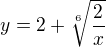 $y=2+\sqrt[6]{\frac 2x}$