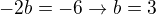 $-2b=-6 \rightarrow b=3$