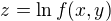 $z=\ln f(x,y)$