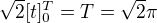 $\sqrt{2}[t]_{0}^{T}=T=\sqrt{2}\pi $