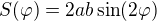 $S(\varphi) = 2ab \sin(2\varphi)$