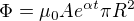 $\Phi = \mu _{0}Ae^{\alpha t}\pi R^{2}$