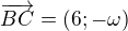 $\overrightarrow{BC}=(6;-\omega)$
