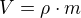 $V=\rho \cdot m$