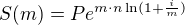 $S(m)=Pe^{{m\cdot n}\ln (1+\frac{i}{m})}$