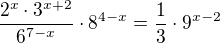 $\frac{2^x\cdot3^{x+2}}{6^{7-x}}\cdot8^{4-x}=\frac13\cdot9^{x-2}$