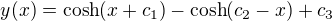 $y(x)=\cosh(x+c_1)-\cosh(c_2-x)+c_3$