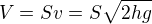 $V=Sv=S\sqrt{2hg}$