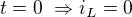 $t=0\ \Rightarrow i_L=0$