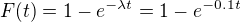 $F(t) = 1-e^{-\lambda t}= 1-e^{-0.1 t}$