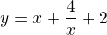 $y=x + \frac 4x +2$
