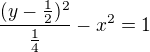 $\frac{(y-\frac{1}{2})^2}{\frac{1}{4}}-x^2=1$