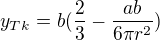$y_{Tk}=b(\frac{2}{3}-\frac{ab}{6\pi r^{2}})$