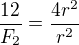 kopírovat do textarea $ \frac{12}{F_2}=\frac{4r^2}{r^2}$