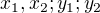 $x_1,x_2;y_1;y_2 $