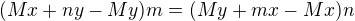 kopírovat do textarea $(Mx+ny-My)m=(My+mx-Mx)n$
