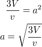kopírovat do textarea $\frac{3V}{v}=a^2\\a=\sqrt{\frac{3V}{v}}$