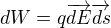 $dW = q\overrightarrow{dE}\overrightarrow{ds}$
