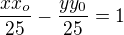 $\frac{xx_{o}}{25}-\frac{yy_{0}}{25}=1$