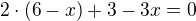 $2 \cdot (6 - x) + 3 - 3x = 0$