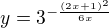 $y=3^{-\frac{(2x+1)^{2}}{6x}}$