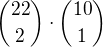 $\binom{22}{2} \cdot \binom{10}{1}$
