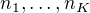$n_1,\dots,n_K$