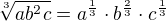 $\sqrt[3]{ab^{2}c}=a^{\frac{1}{3}}\cdot b^{\frac{2}{3}}\cdot c^{\frac{1}{3}}$