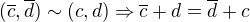 $(\overline{c},\overline{d})\sim (c,d)\Rightarrow\overline{c}+d=\overline{d}+c$