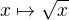 $x\mapsto\sqrt{x}$