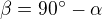 $\beta=90^\circ-\alpha$