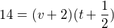 kopírovat do textarea $14=(v+2)(t+\frac{1}{2})$