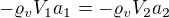 $-\varrho_vV_1a_1 = -\varrho_vV_2a_2$